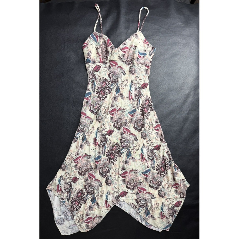 VTG 90s La Belle Floral Rayon Dress Size 7 (Fits XS/Small) Pixie Hem Grunge USA